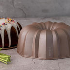 HAPPIELS INARA 10 Cup Fluted Tube Cake Pan Nonstick, PFOA Free Fluted Cake Pan for Baking, Pound Cake Mold for Oven, Cake Molds And Cake Pans, Tube Mold, Pound Tin