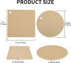 4 Pack Silicone Trivets for Hot Pots and Pans, Pot Holders Hot Pads, Non-Slip & Heat Resistant Silicone Mats for Kitchen Counter, Soft Durable Drying Mat, Jar Opener and Coasters (Beige)