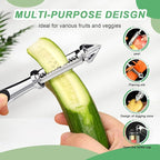 Vegetable Peeler - Stainless Steel Ultra Sharp Shape Potato Peelers, Non-Slip Soft Grip Handle, Y and I Effortless Carrot & Fruit Peeling 5-in-1 Peeler Set