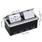 KYHSHJ Dual Pop-Up Floor Electrical Outlet Box Kit，20 Amp Stainless Steel USB TR Receptacle Outlet，3-Port RJ45 Datacom Receptacle，Waterproof Gasket with IP44 Waterproof Rating，ETL Listed, Silver