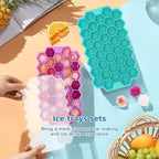 Ice Cube Trays for Freezer, 3 Pack Ice Cube Tray with Lid, Silicone Ice Cube Mold with Lid-37 Grid,Easy-Release Reusable 111 PCS Small Ice Cube for Iced Coffee Cocktail Whisky Chocolate Soup Food