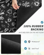 AMOAMI Coffee Mat Hide Stain Rubber Backed Absorbent Dish Drying Mat for Kitchen Counter - Fits Under Coffee Maker & Espresso Machine (16X24, Ink)