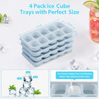 DOQAUS Ice Cube Trays 4 Pack, 40 pcs Silicone Ice Cubes Tray Maker with Spill-Resistant Removable Lid, Easy Release & Pop out, LFGB and BPA Free, Stackable Flexible, for Soup, Food, Cocktail, Coffee