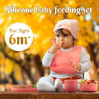 Silicone Baby Feeding Set, 10 Pcs, Baby Led Weaning Supplies, BPA Free, Red