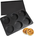 6 Cup Straight Side Jumbo English Muffin Cupcake Pan with Lid Hamburger Burger Bun Egg Sandwich Frittata Cinnamon Roll Focaccia Quiche Pancake Nonstick Baking Tin Tray Mold