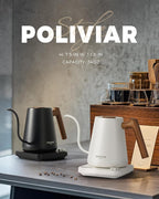 POLIVIAR Electric Gooseneck Kettle, 1350W Electric Tea Kettle Wood Pattern Handle, 34oz Pour Over Electric Kettle for Coffee & Tea, 18/8 Stainless Steel Inner, Temperature Control & Rapid Heating