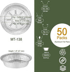 8" Aluminum Foil Pans without Lids 50 Pack of 33.8 oz,Heavy Duty Disposable Containers for Roasting,Storing,Baking,Cooking,Recyclable