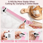 2025 Upgrade Bread Knife for Homemade Bread, World‘s 1st Double Serrated Knife with 5 Thickness Adjustable Slicing Guide, Stainless Steel Bread Cutter, Razor Sharp for Sourdough, Pink