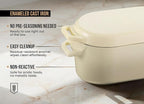 KooK Dutch Oven, for Bread Baking, Sourdough Loaf Pan, with Lid, Dual Handles, Enameled Cast Iron, includes Lid Lever, Dishwasher Safe, 3.4 Qt, Ivory