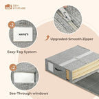 4Pack Sheet Organizers and Storage - King/Queen Size Sheet Storage Organizer with Window, Foldable & Dustproof Sheet Organizer for Linen Closet for Summer Blankets & Sheet Sets,Grey