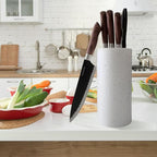 Universal Knife Block Holder, Toosbuc Round Knife Holder Without Knives,Safe & Detachable,Space Saver Knife Storage,Countertop Organizer for Kitchen (White Snowflake Dots)