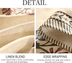 ISAENNE Designer Linen Light Beige Extra Long Table Cloth Rectangle,French Colorful Floral Tablecloth,Stain Resistant Decor Tablecloths for Dining Thanksgiving Kitchen,67"*118"-Helena E