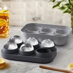 2.5inch Spherical Ice Ball Tray For Whiskey, Big Ice Freezer Mold for Cocktails，Easy Fill In & Release Ice Cube Mold, Durable &Reusable Spherical Ice Maker (Steel Grey)