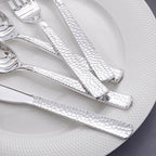 KIRE 400PCS Silver Plastic Silverware - Disposable Silverware, Heavy Duty Plastic Silverware Set Include 200 Silver Forks,100 Silver Knives,100 Silver Spoons for Party,Wedding for Christmas