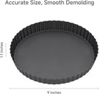 Tart Pan Removable Bottom - 9 Inch Non-Stick Carbon Steel Pie Pan for Baking Tarts, Pies, Quiches, Brownies, Quiche Baking Dish with Fluted Edges, Fruit Tart Mold