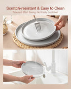 Famiware Milkyway Plates and Bowls Set, 18 Pieces Dinnerware Sets, Dishes Set for 6, Light Gray