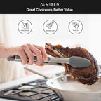 Misen Kitchen Tongs - Dishwasher Safe, Heavy Duty - Precision Silicone-Tipped Grilling Tool - Heat Resistant, Nonstick Safe - Perfect for Serving and Air Frying- 13 Inch | Gray