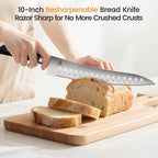 Bread Slicer With Bread knife, World's 1st Horizontal Bread Cutter for Homemade Bread, 4 Thickness Adjustable, Paired With Multifunction Serrated Knife for Efficient Slicing, Baking Gifts