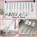 Newness 10 Pcs Cooking Utensils Set, 304 Stainless Steel Kitchen Utensils Set, Metal Kitchen Accessories, Include Soup Ladle, Slotted Skimmer Spoon, Spaghetti Spoon and Spatula, Tongs,Dishwasher Safe