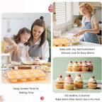 Silicone Muffin Pans for Baking 2 Pack, 2.6 Inch with Metal Reinforced Frame, Regular Size Nonstick Silicone Cupcake Pan for Baking Homemade Muffins, Cupcakes, Dishwasher Safe BPA Free-Yellow