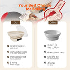 Heating Banneton Bread Proofing Basket Kit, Sourdough Starter Kit, 6 Adjustable Temp (77℉-122℉) Banneton Baking Supplies with Recipe, Smart Thermostatic Silicone Batter Bowl with Timer and LED Display