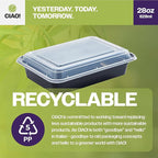 CIAO! Heavy Weight 28oz Injection Molded Microwavable Black Rectangular Food Container with Lid (150/case)