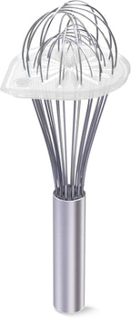 Whisk Wiper - Wipe a Whisk Easily - Multipurpose Kitchen Tool Made In USA - Includes 11" Stainless-Steel Whisk - Cool Baking Gadget, A Great Gift For Men & Women (2pc Whisk Wiper Set, Clear)