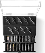 Premium Pocket Knife Display Case for 50 Knives - Extra Large Wooden Knife Organizer, Storage & Holder with Unique Pillars, 2 Drawers - Knife Collection Box - Handcrafted for Men