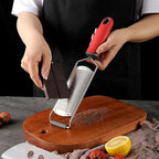 Heavy Duty Cheese Grater, 5.2 Inch x 2.2 Inch Wide Blade Stainless Steel Grater with Rubber Handle for Vegetables, Cheese and Lemon (Red)