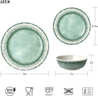 AELS Melamine Dinnerware Set of 12 Pcs Dinner Dishes Set for Indoor and Outdoor Use, Dishwasher Safe, Lightweight Unbreakable, BPA Free, Sage Green
