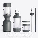 Beast Mega 1200 Plus | Premium Countertop Blender | Smoothies, Shakes, Sauces, Dips, Soups | Blends Ice and Frozen Fruit | XL Vessel | With Extra Vessels, Straw System | (Charcoal, 120V)