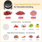 Food Processor,Electric Food Chopper with 500W Stainless Steel Motor & 2 Sharp Blade Sets, 8-Cup Stainless Steel Bowl for Meat, Vegetables, Fruits and Nuts