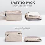 Aerotrunk Compression Packing Cubes for Travel - Luggage Organizer Bags - Double Zipper Packing Cubes for Suitcases (6-Pack, Beige)
