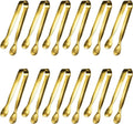 JCREN 12 Pcs Serving Tongs, Small Serving Utensils for Parties Catering Gold Tongs, Food-Grade 304 Stainless Steel Mini Appetizer Tongs for Tea Party Coffee Bar, 4 Inches - Gold