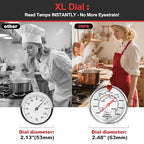 Upgraded Candy Thermometer Waterproof IP67 - Oil Thermometer for Frying with Clips - 5" Side of Pot Rainbow dial Thermometer Deep Fry for Oil Candy Candle Shallow Pot BBQ - Silver XL