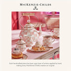 MACKENZIE-CHILDS Rosy Check Enamel Canister, Pink-and-White Kitchen Storage Container with Lid, Mini