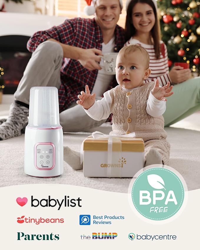 GROWNSY Bottle Warmer, Fast Baby Bottle Warmer for All Bottles, Milk Warmer for Breastmilk or Formula, Smart Temperature Control and Automatic Shut-Off- Pink