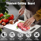 Titanium Cutting Board, Double Sided 2025 New Titanium Cutting Boards for Kitchen, Non Toxic Non Slip, Chopping Board, Dishwasher Safe, Easy to Clean (12"L x 9"W)