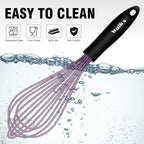 Walfos Whisks,Silicone Whisk Non Scratch,Whisks for Cooking,BPA free and Dishwasher Safe.Nice for Mixing and Beating.5pcs whisk set (5+7in mini whisk +7+9+11in balloon whisk)