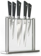 Mercer Culinary Premium Grade Super Steel 6-Piece Knife Set with Glass Block Stand, G10 Handles