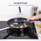 Heat Resistant Silicone Kitchen Tong: U-Taste 9 inch 480ºF Hot Proof Cooking Tong with Firm Sealed Non Stick Rubber Tips & Silicon Coated Steel Handle & Smooth Locking for Serving Grill(Midnight Blue)