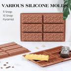 2 Pcs Chocolate Bar Mold Deep Dubai Stuffed Silicone Molds for Filling Knafeh Pistachio Chocolate Bar and Wax Melts Rectangle Thick Candy Bar Molds Break Apart (Pyramid)