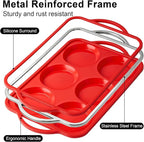 4 Inch Silicone Egg Mold for Breakfast Sandwiches with Metal Frame, Jumbo Size Muffin Top Pan, Silicone Egg Bite Baking Tray, BPA Free & Non-Stick