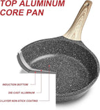 Caannasweis Nonstick Granite Frying Pan Skillet, Non Stick Omelette Fry Pans, Omelet Egg Pan, Stone Cookware Chef's Pan, Induction Compatible, PFOA Free (Gray, 9.5 Inch)