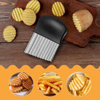 Large Crinkle Cutter, Stainless Steel Wavy Cutter with Non-Slip Handle, French Fry Cutter, Crinkle Potato Slicer, Chopping Tools for Potatoes Carrot Fruit Vegetable (B Set: 2 Pcs)