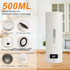 Travel Tea Kettle（110V）, Portable Electric Kettle, 316 Stainless Steel Premium Liner, 4-speed Temperature Adjustment with Auto Shut-off and Boil-Off Protection,White.