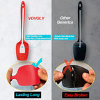 Silicone Spatula Set, High Heat Resistan Rubber Spoon Spatula, Non-Stick Spoonula with Seamless One Piece Design, Flexible Scrapers Baking Mixing Tool,3 Pack,Red