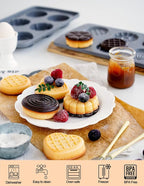2 Pack Silicone Muffin Pan,Round &Heart Shape Cupcake Pans for Baking 6 Cavites Flower Macaron Waffle Silicone Baking Mold for Chocolate Candy Jello Desserts Making
