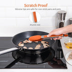 Heat Resistant Silicone Kitchen Tong: U-Taste 9 inch 480ºF Hot Proof Cooking Tong with Firm Sealed Non Stick Rubber Tips & Silicon Coated Steel Handle & Smooth Locking for Serving Grill Salad (Orange)