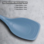 2 Pack Large Silicone Cooking Spoon, Non-Stick Slotted and Solid Spoon set with Deep Bolw- Measurement Mark for Mixing, Serving, Scooping, Scraping, Heat Resistant Kitchen Utensils, Starry Blue